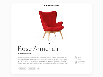 Chair Card design flat minimal typography ui web
