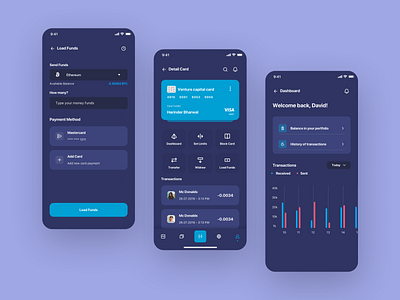 Ilumia Crypto Mobile App balance banking bill bitcoin card cards cards ui clean coin crypto crypto currency crypto wallet dark theme dashboard design finance finance app fintech home wallet