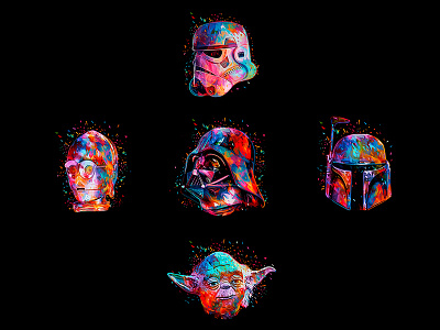Faces abstract colors alessandro pautasso c 3po darth vader illustration kaneda kaneda99 photoshop star wars starwars stormtrooper yoda
