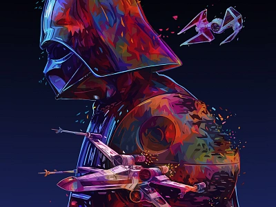 Star Wars Poster alessandro pautasso darth vader death star illustration kaneda kaneda99 poster poster art sci fi star wars x wing