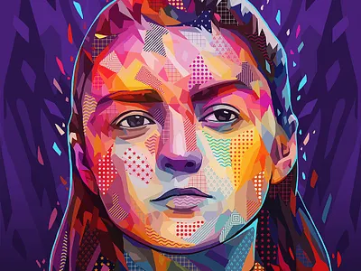 Pop Arya abstract colors actress alessandro pautasso arya arya stark colors game of thrones got illustration kaneda kaneda99 pantone pattern pop pop art portrait texture