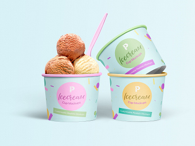 Ice Cream Cup Mockups branding cup cups dessert ice cream labelling mockup psd mockups packaging packaging design yogurt