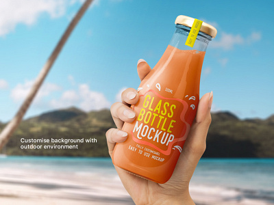 Realistic Glass Bottle Mockups Set branding glass bottle glass bottle mockup juice milk mock up mockup packaging realistic smoothie