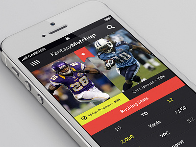 Fantasy Matchup IOS Design app comparison fantasy football flat ios loser nfl stats winner