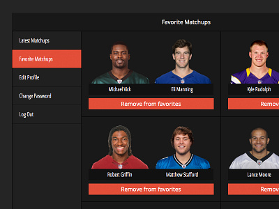 New Favorite Matchup Screen add app fantasy football matchups nfl remove