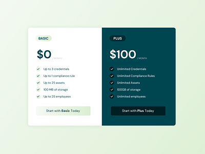 Pricing cards gradients pricing register signup