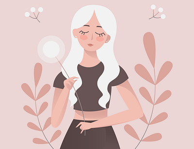Self-portrait art flower girl illustraion illustration illustrator pink portrait vector vector illustration vectorart