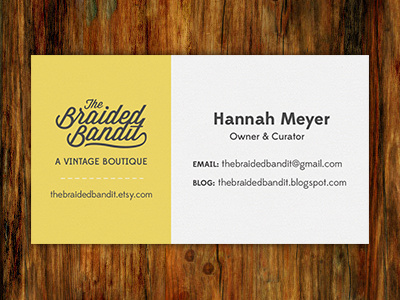 The Braided Bandit Business Card - Front business card