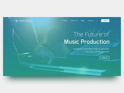 Sonicbay Landing Page clean landing page loops music samples sketch sonicbay sounds ui ux web app