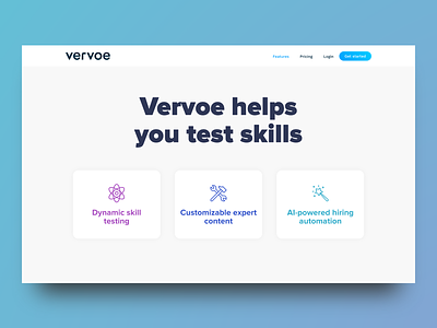 Vervoe's Feature Page clean landing page responsive sketch ui vervoe webflow
