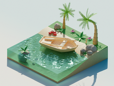 Sunny beach 3d 3d art 3d modeling art blender design illustration modeling render