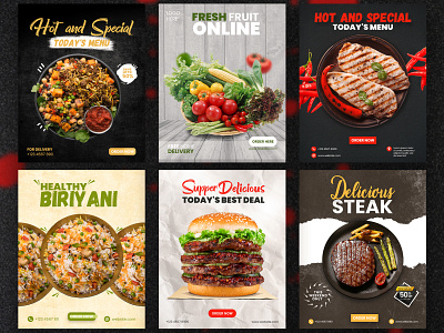 Food social media post design banner design brochure flyer food banner graphic design instagram post