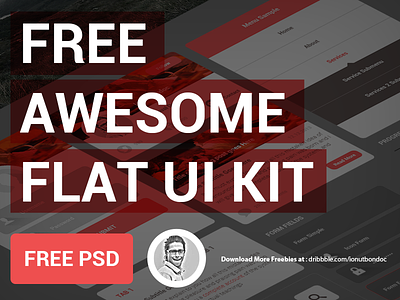 [Freebie PSD] Free Awesome Flat Ui Kit clean flat flat icon freebie icons ui ui design ui kit