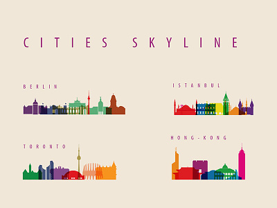 Cities Skyline berlin city colored flat hong kong illustration instanbul skyline toronto