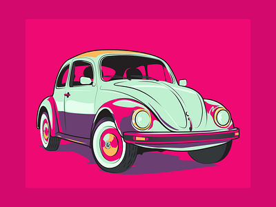 Volkswagen Beetle Classic Illustration classic illustration neon style vintage volkswagen vw