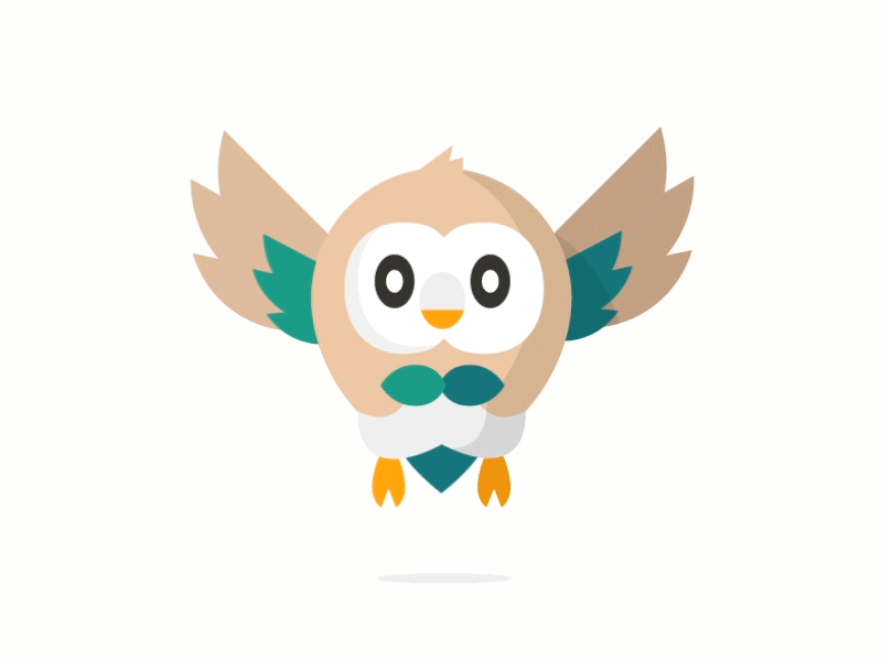 Rowlet animation cute flying illustration illustrator owl pokemon rowlett vector