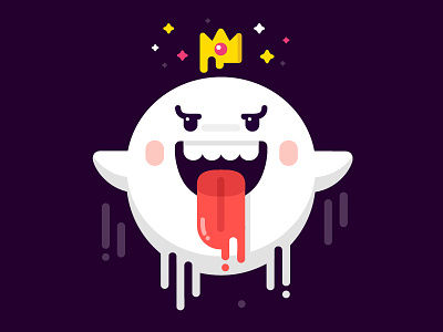 King Boo art boo crown fan game ghost king mario scary vector