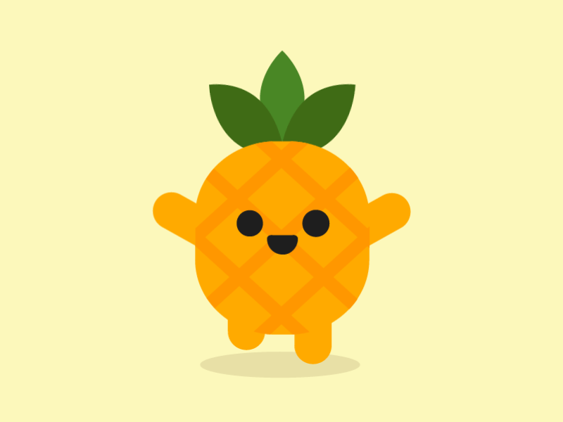 Pineapple character food fruit happy pineapple running vector