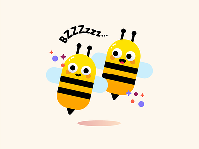 Honeybees buzzing cute flying fun gradient honeybees illustrator insect vector