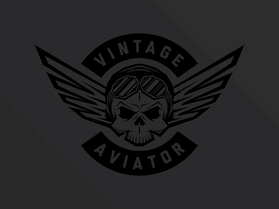 Vintage Aviator airplane aviator badge goggles logo skull wings