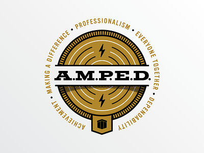 AMPED acronym amp lightning logo speaker