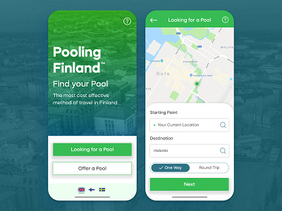 Car Pool App Concept - Pooling Finland app app design app ui car pool concept finland minimalistic service typography ui ui design user experience user interface design ux ux ui uxdesign