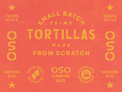 OSO Brand Elements : Uno bear custom lettering handwritten hog mexican mexican cuisine mexican restaurant mexico oso pig restaurant scratch star stencil tacos tex mex texas texmex tortillas