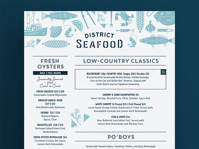 D.S. Seafood Menu boat branding corn crab fish garlic menu menu design oyster restaurant branding restaurant menu restaurant menu design seafood shrimp southern