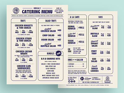 B.C. Catering Menu | One catering chicken comfort food flock fried chicken layout layout design menu menu design menu layout newspaper restaurant restaurant brand restaurant branding restaurant design restaurant menu retro rooster typography