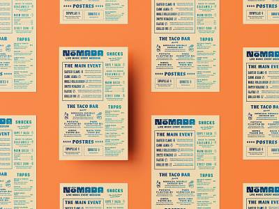 Lady Nomada Menu | One bar ceviche colorado fish gig poster layout layout design menu menu design menu layout mexican food mexican restaurant restaurant restaurant brand restaurant branding restaurant menu retro shrimp tacos vintage