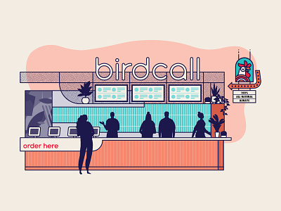 Birdcall x Whole Foods Market | 1 architectural architecture birdcall cashier customer dine in fast food flat design fried chicken groceries kiosk kitchen people restaurant restaurant brand restaurant branding rooster take out to go whole foods