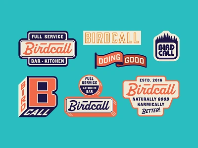 Birdcall Badges badges banner brand branding diner gas station labels lockups logo merchandise restaurant brand restaurant logo retro sign stamp