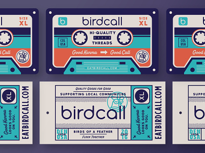 Birdcall Merch Tags badges branding cassete tape cassette labels lockups merch merchandise restaurant brand restaurant branding restaurant logo retro tags vintage