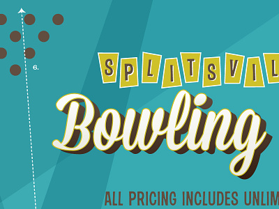 Splitsville Pricing Poster bowling design fifties layout layout design restaurant retro sixties splitsville typography
