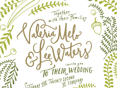 Wedding Invites / Detail 1 custom lettering hand lettering illustration invite invites lettering letterpress nature script type typography wedding