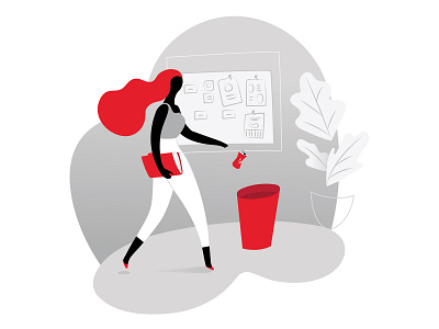 Good Neighbor . 02 character environment garbage gradient illustration office people redhair redhead trash vector woman work workplace
