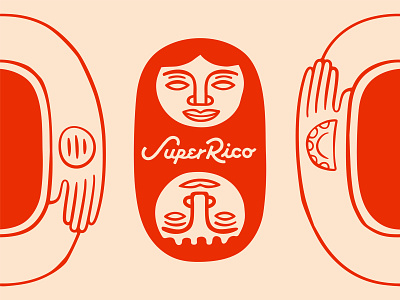 Super Rico : Tres arepa artesanal brand branding characters colombia colombian empanada face food hand handmade logo logotype love man mural native restaurant woman