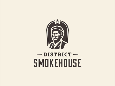Smokehouse: Logo One barbecue bbq brand branding butcher face fire flame logo pitmaster portrait restaurant silhouette smokehouse