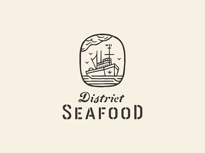 Seafood: Logo Two anchor boat brand branding cloud fishing logo nautical ocean restaurant sea seafood ship stencil trawler troller