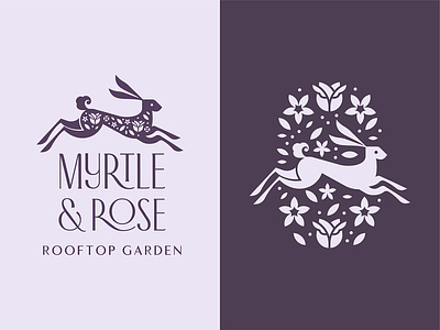 M & R Logo bar brand branding flower flowers garden hare logo lounge myrtle rabbit restaurant rose speakeasy