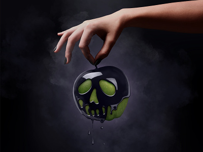Wicked to the Core apple digital art digital manipulation digital painting halloween halloween party hand hyperrealism photo manipulation photoshop poison poisoned apple realistic skull wicked witch witchcraft