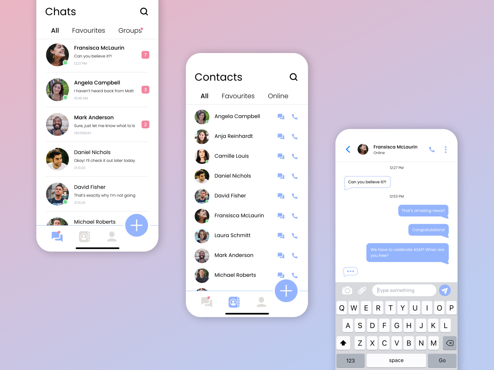 Messaging App by Emily Hoult on Dribbble