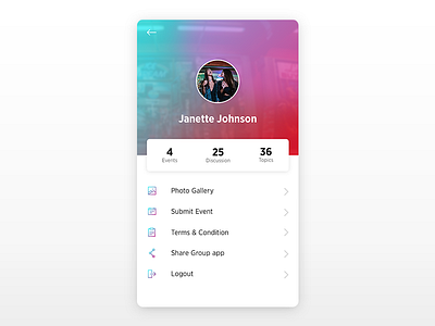 Menu app app design gradient icons menu settings ui