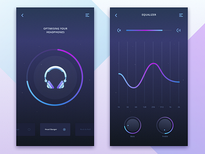 Headphone Link - Night Mode app audio profile bass booster equalizer gradient headphone minimal music uiux