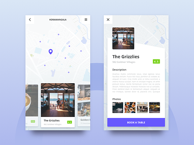 Exploration - Restaurant Finding App app custom maps design exploration finder gradient location maps pub restaurant ui uiux