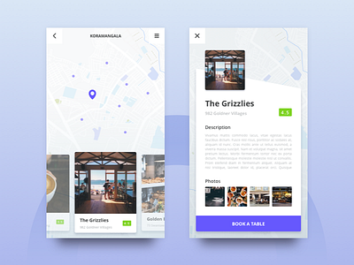 Exploration - Restaurant Finding App app custom maps design exploration finder gradient location maps pub restaurant ui uiux