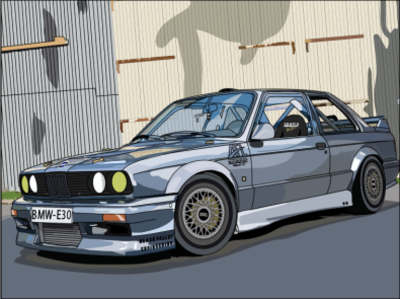 E30 with BBS rims car e30 illustrator