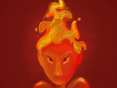 Fire girl digital illustration digital painting illustration