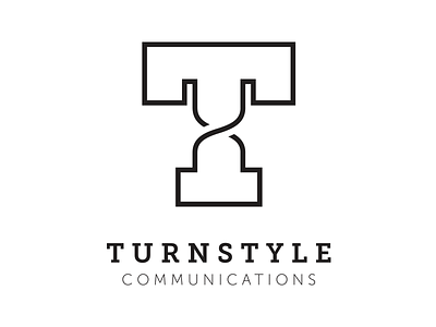 Turnstyle Communications black logo t twisted white