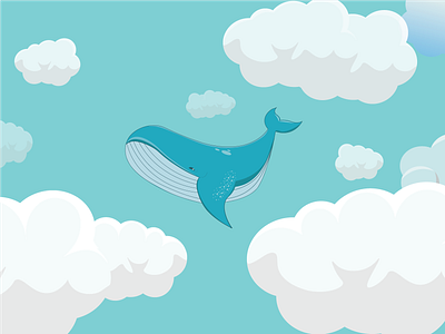 Whale in the sky adobe animation blue branding cute design eco graphic design happy ill illustration life logo peace sky ui whale